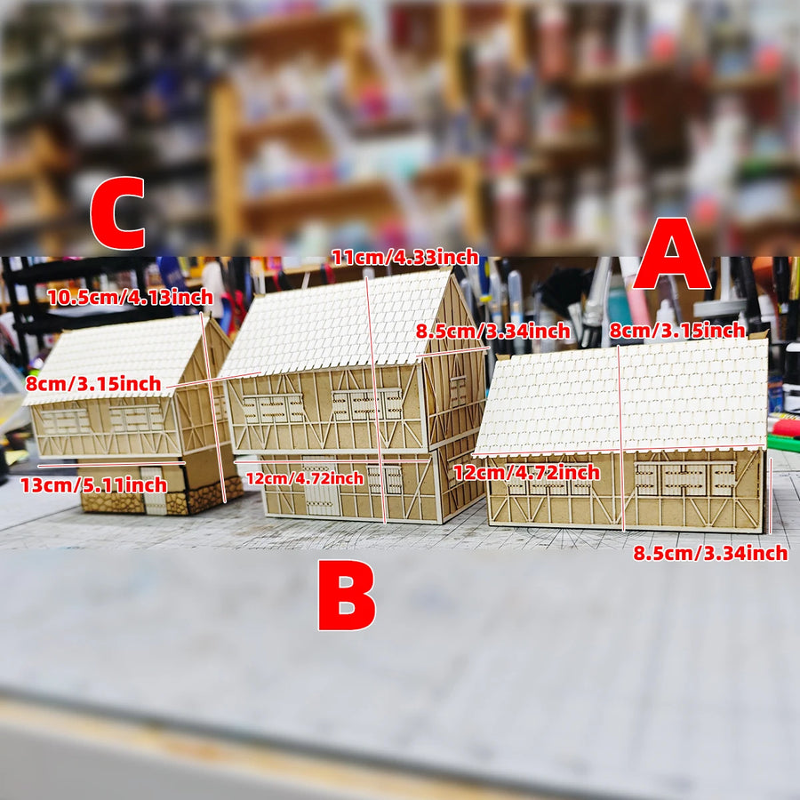 1:72 Scale European Rural Half-Timbered House Resin Terrain Diorama Kit - 1/72 resin model view 2