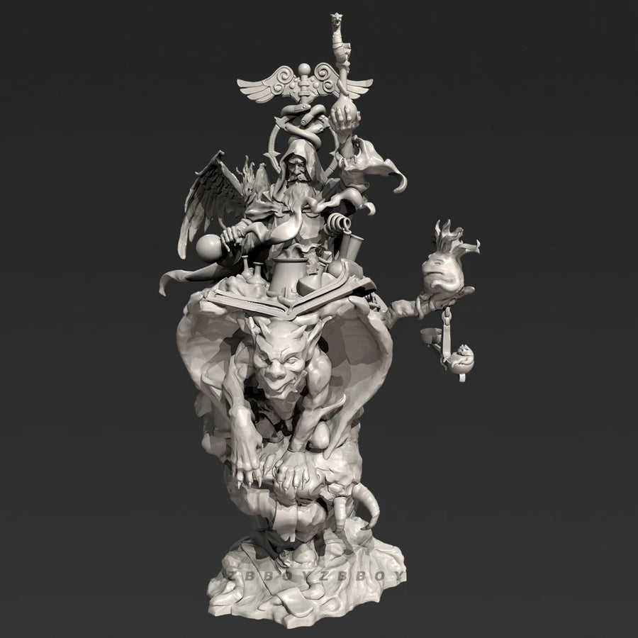 Fantasy Sorcerer on Demonic Beast with Imp 80mm Resin Diorama Kit - resin model view 2