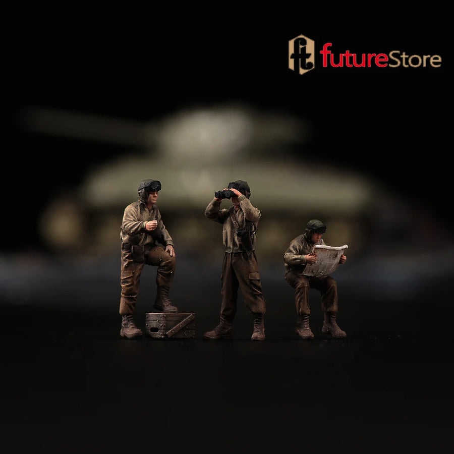 WWII Soldier Set 3-Figure Diorama 1/72 Resin Character Models - 1/72 resin model view 2