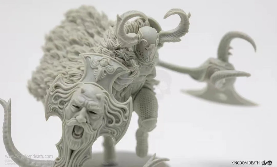 Fantasy Demonic Hell-Knight with Horns and Curved Blade Resin Figure Kit - resin model view 2