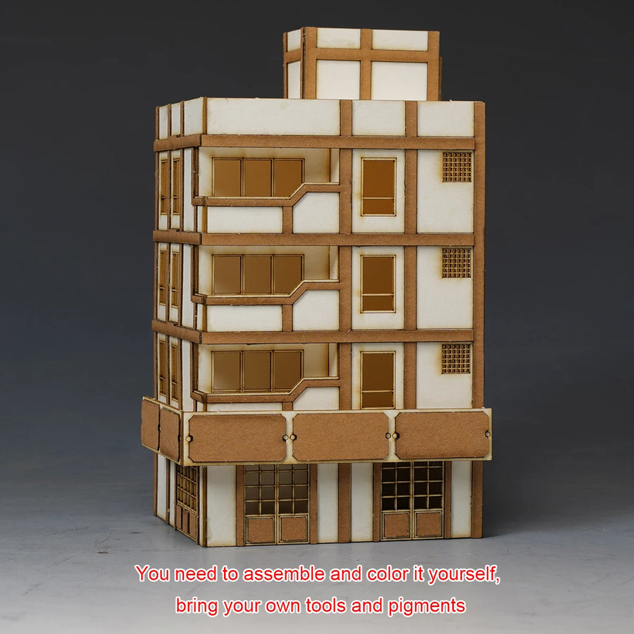 Victorian Corner Building Streetscape 1/144 Resin Terrain Diorama Kit - 1/144 resin model view 3