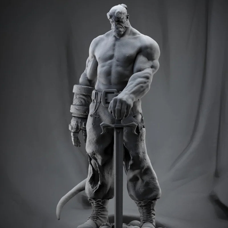 Demonic Horned Warrior with Sword 1/24 Resin Figure Kit - 1/24 resin model view 2
