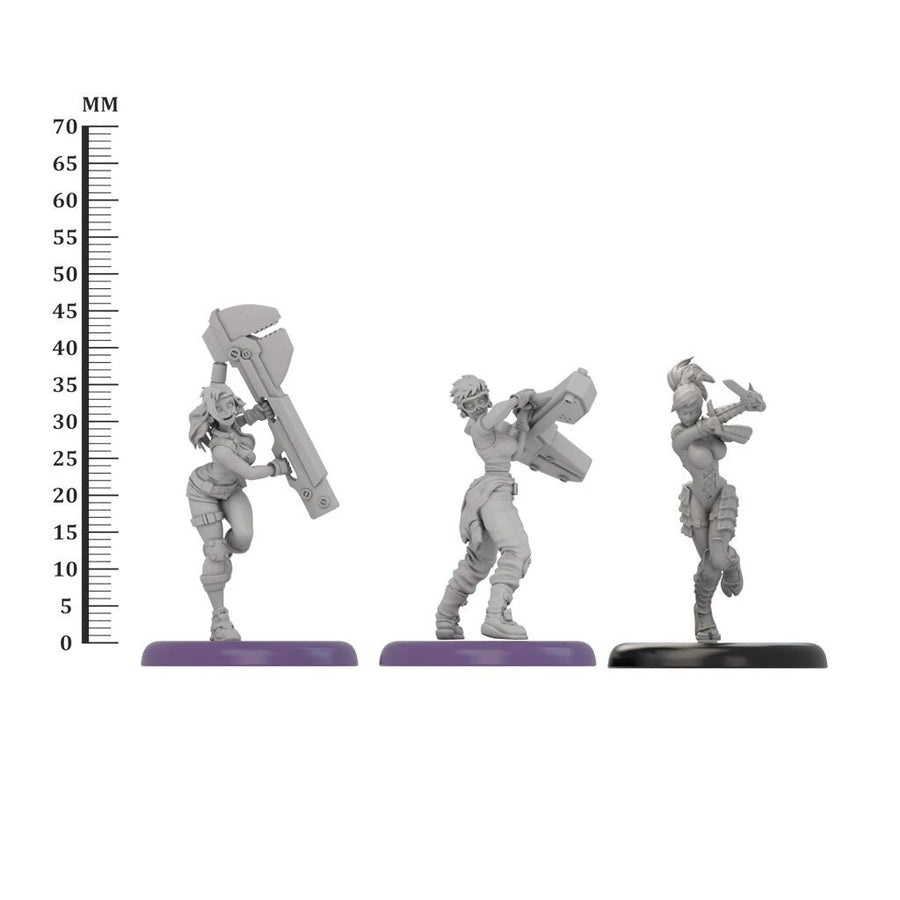 Sci-Fi Female Soldiers with Crew-Served Weapons 32mm Resin Figure Kit Set - resin model view 2