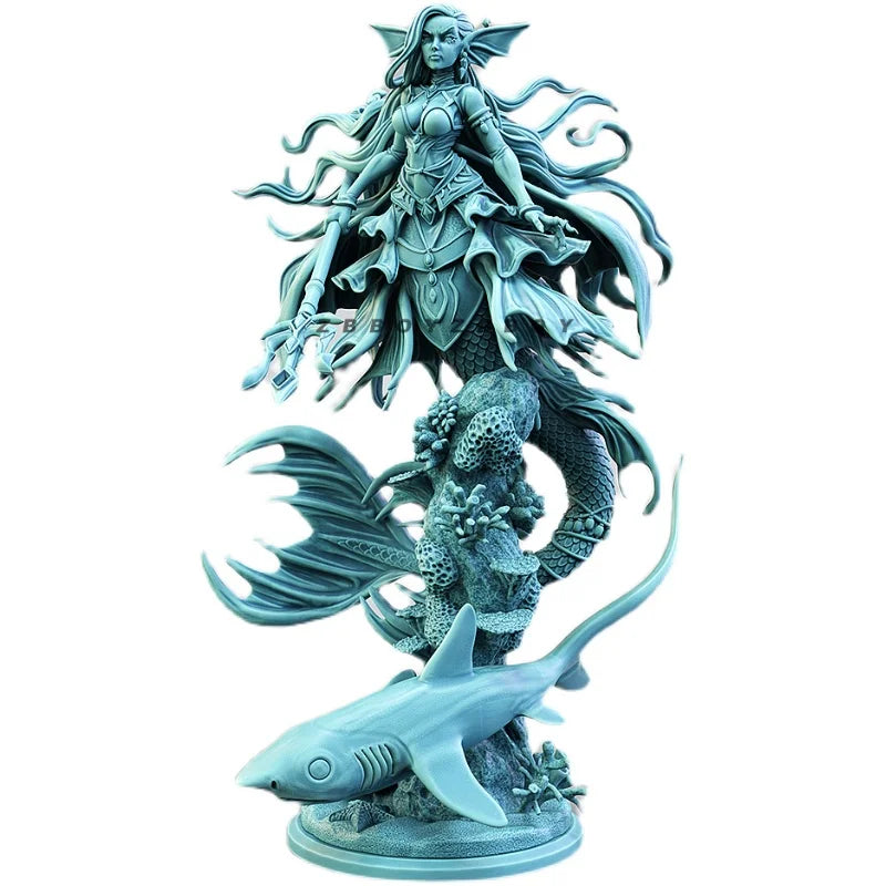 Mermaid Queen with Shark Companion 3D 50mm Resin Figure Kit - 50mm resin model view 5