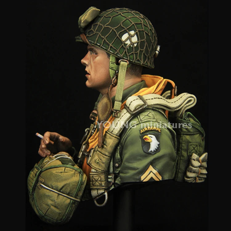 101st Airborne Paratrooper WWII 1/10 Resin Bust Figure Kit - 1/10 resin model view 3