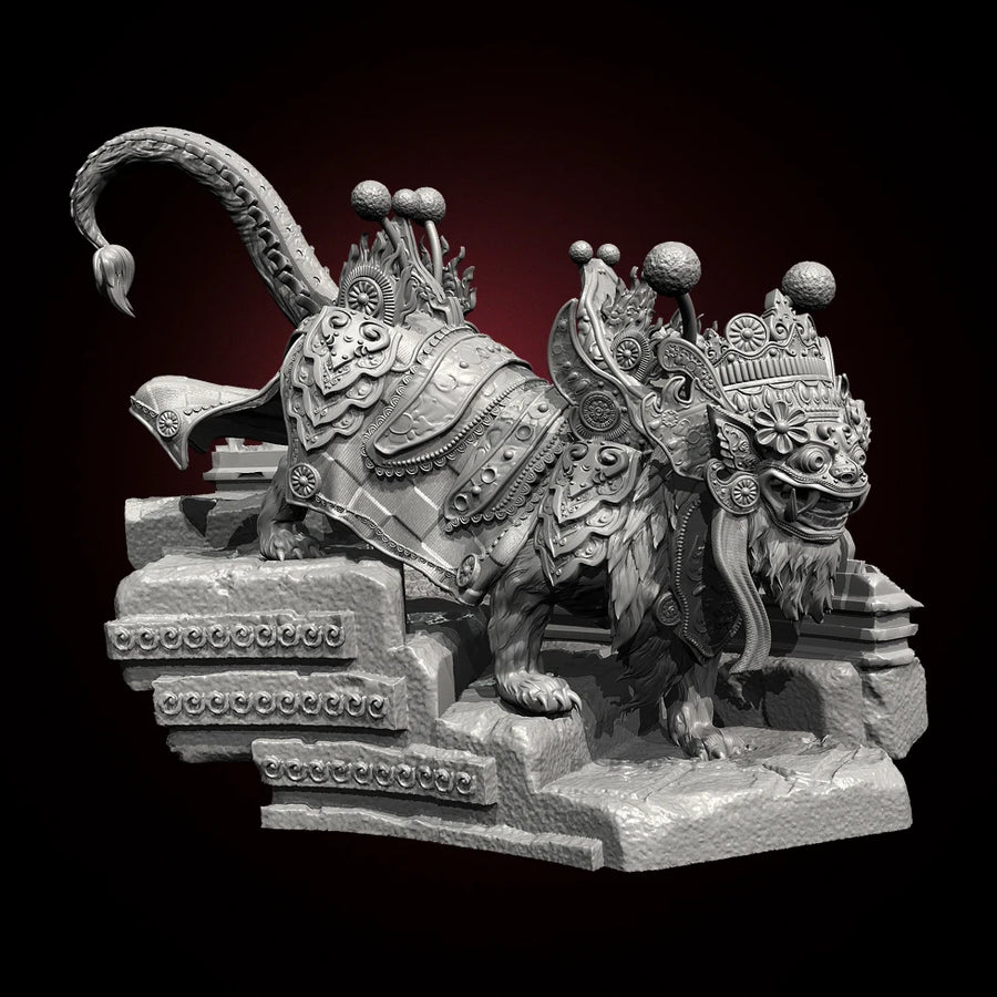 Oriental Foo Dog Lion Pair 50mm Resin Diorama Figure Kit - 50mm resin model view 2