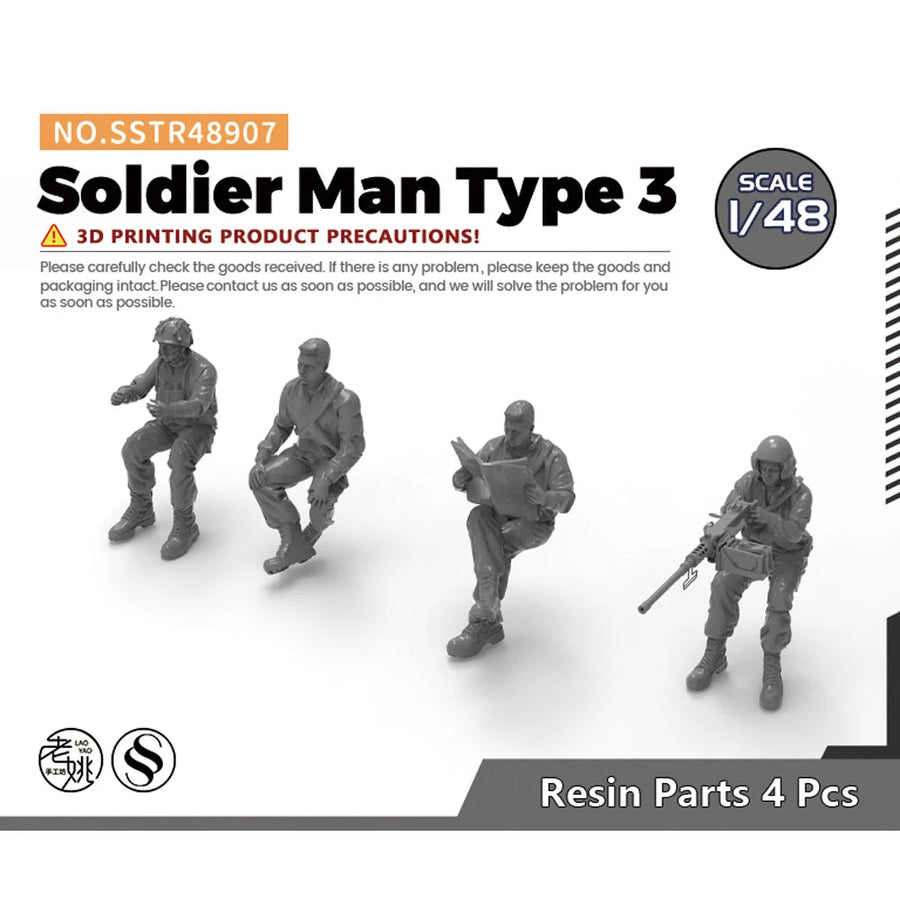 Modern Tactical Soldiers Type 3 Set 1/48 Resin Figures Kit - unpainted resin model kit