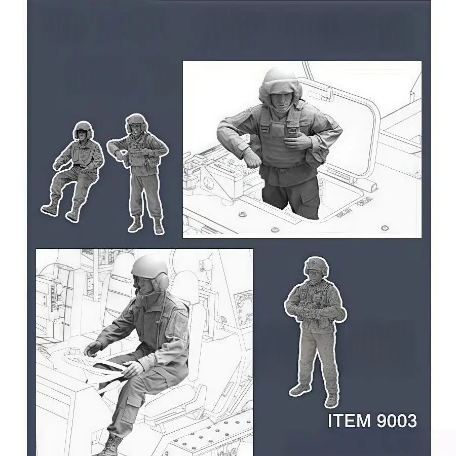 Modern US Army Rifleman Trio with Body Armor 1/72 Resin Figure Set - resin model view 2