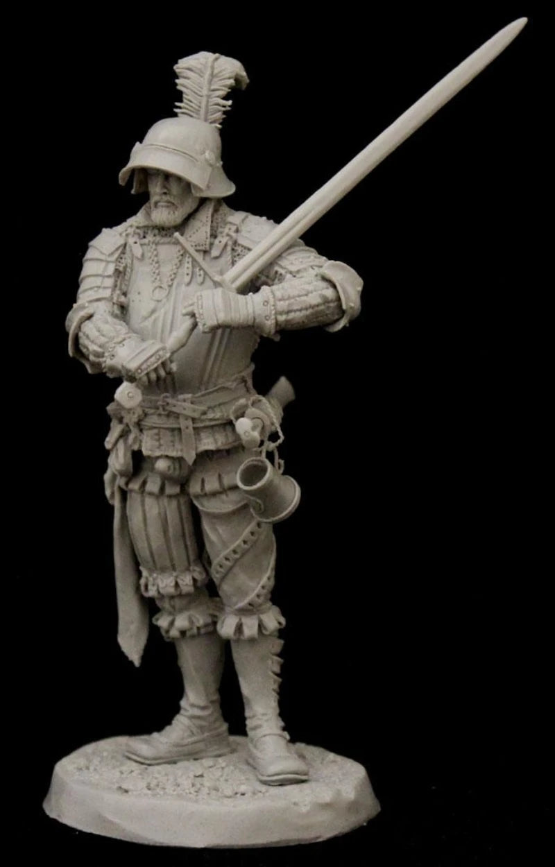 Renaissance Spanish Conquistador Captain with Sword 75mm Resin Figure Kit - resin model view 3