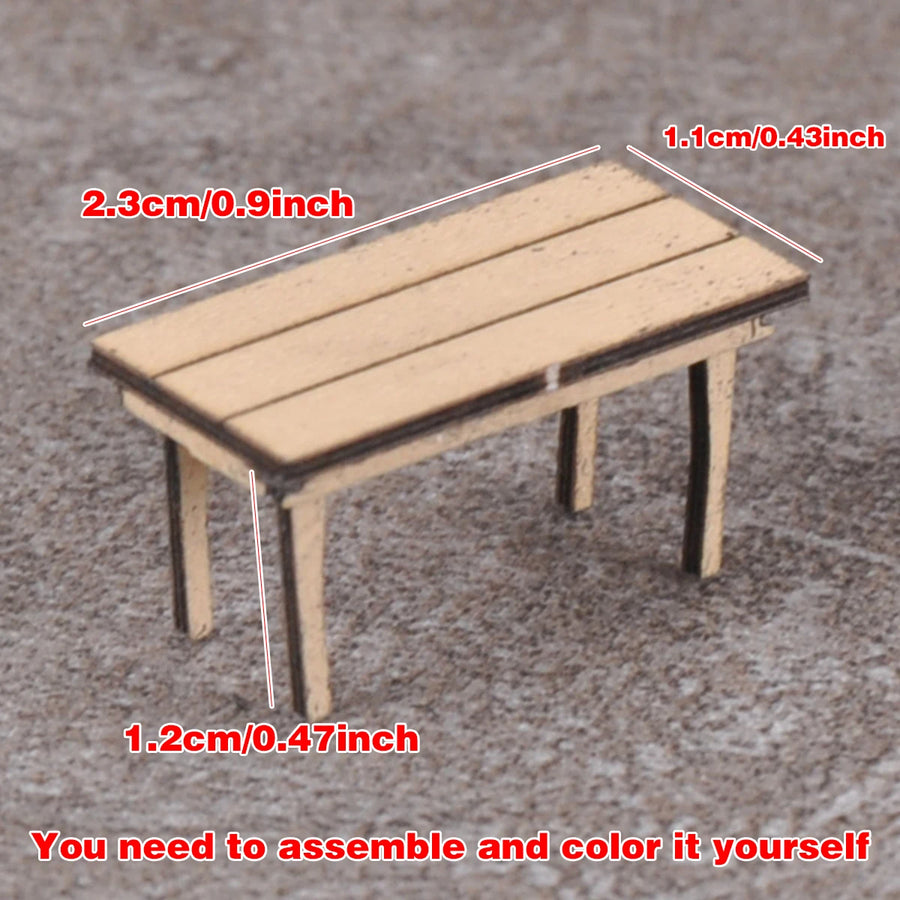 1/35 Scale Wooden Stool Chair Bench Resin Terrain Diorama Kit Set - 1/35 resin model view 6
