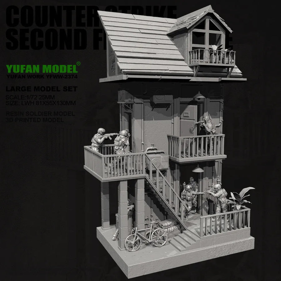Civilian Residential Building Diorama Terrain 1/72 Resin Kit - resin model view 4