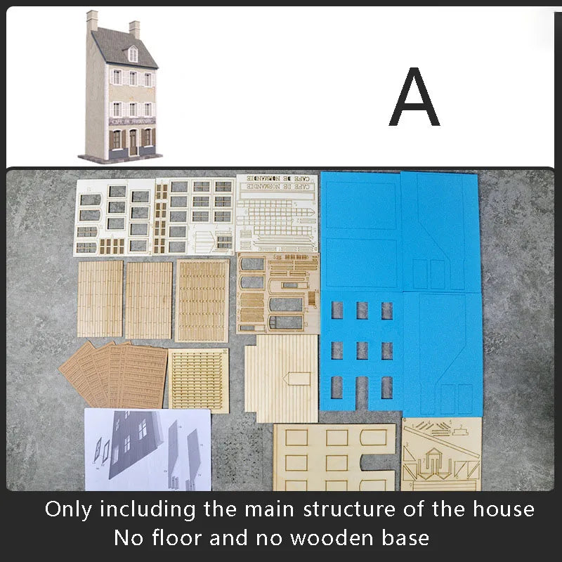 European Cafe Building House A&B 1/35 Resin Terrain Diorama Kit - 1/35 resin model view 4