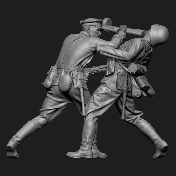 WWII American Infantry Bayonet Attack & Covering Fire 1/35 Resin Figure Set - resin model view 3