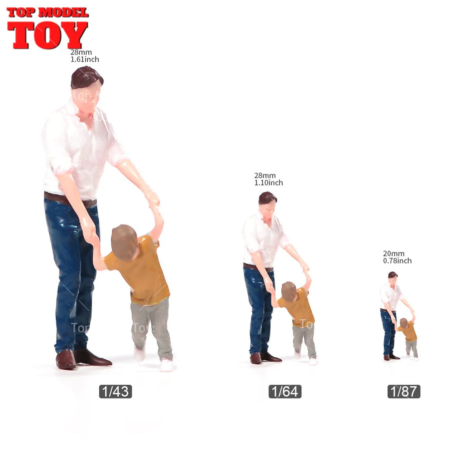 Father & Son with Dog Street Scene 1/64 Resin Diorama Kit - 1/64 resin model view 2