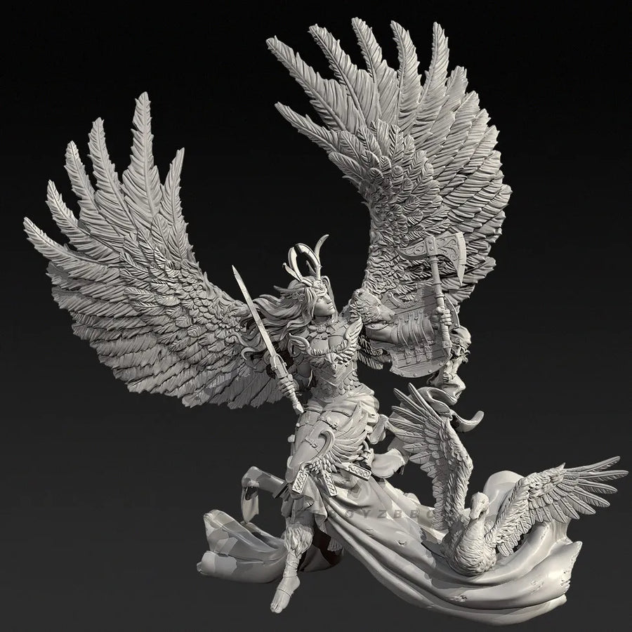 Winged Demon Warrior with Rainbow Feathers 38mm Resin Figure Kit - 38mm resin model view 3