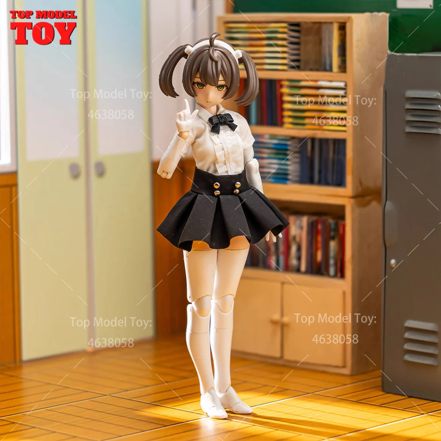Anime School Girl in Black Cape and Dress Shirt 1/12 Resin Figure - 1/12 resin model view 3