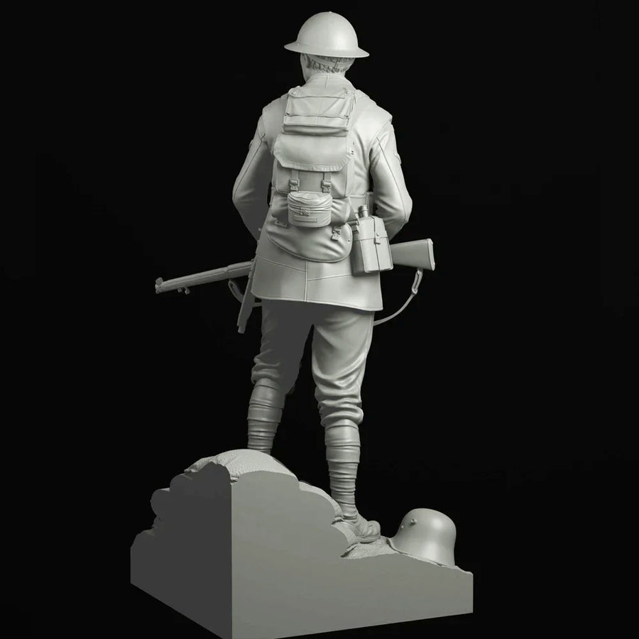 WWI British Soldier with Rifle 1/16 Resin Figure Kit - 1/16 resin model view 3