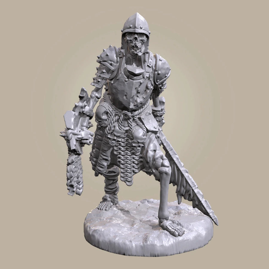 Fantasy Undead Skeleton Warrior with Axe and Shield 25mm Resin Figure Kit - resin model view 2