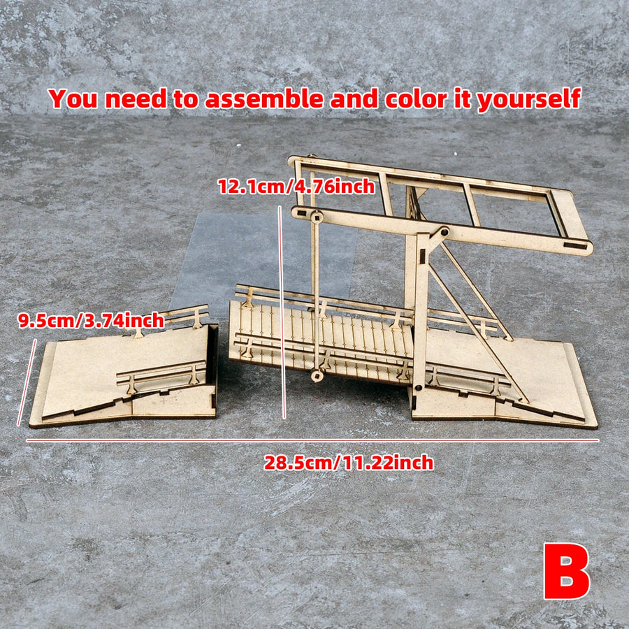 Steel Reinforced Wooden Bridge 1:72 Resin Terrain Diorama Kit - 1/72 resin model view 3