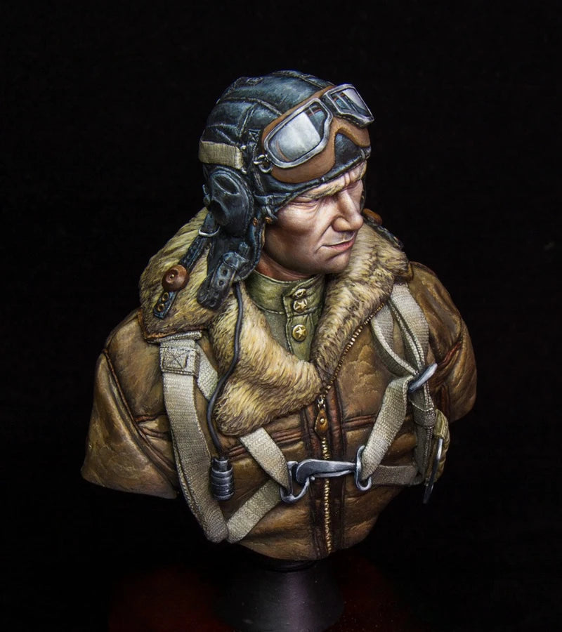 WWII Soviet Fighter Pilot 1/10 Scale Resin Bust - 1/10 resin model view 3