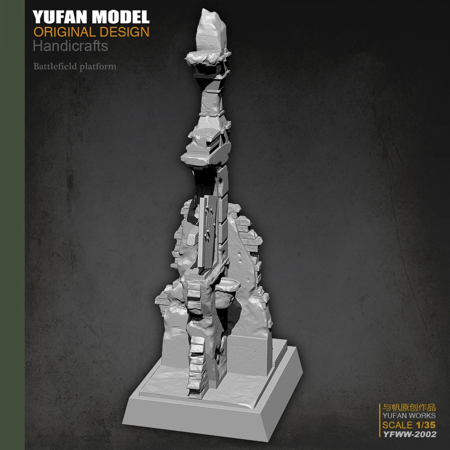 Ruined European Stone Wall Platform 1/35 Resin Diorama Kit - 1/35 resin model view 3