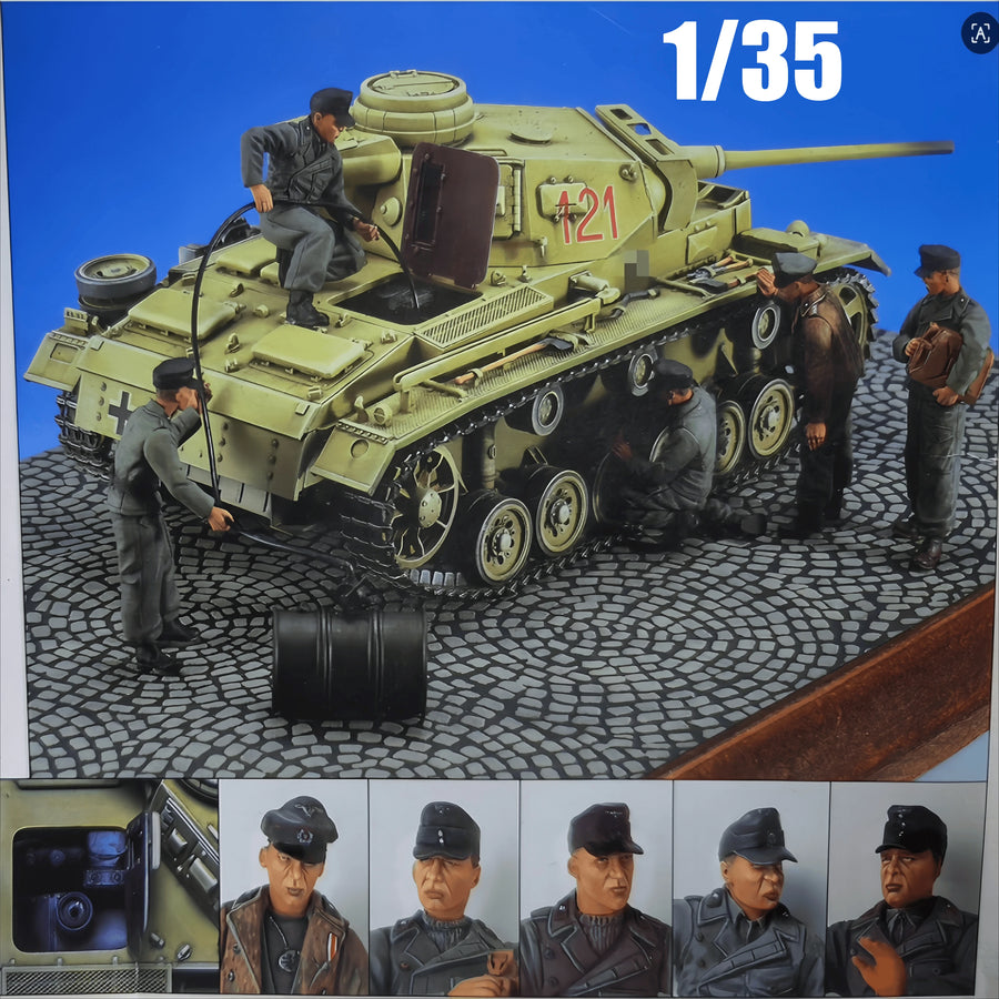 WWII German Tank Crew Maintenance Team 1/35 Resin Figure Kit - 1/35 resin model view 2