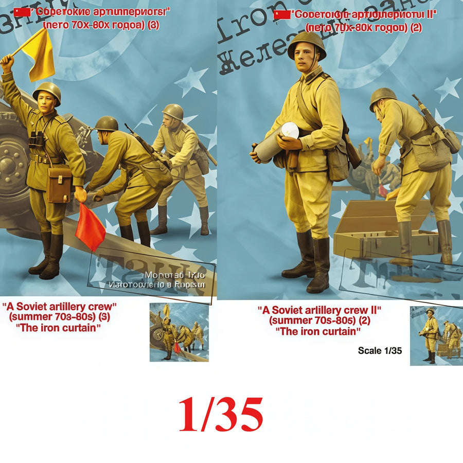 WWII Soviet Infantry Squad Eastern Front Summer Uniform 1/35 Resin Figure Set - resin model view 2