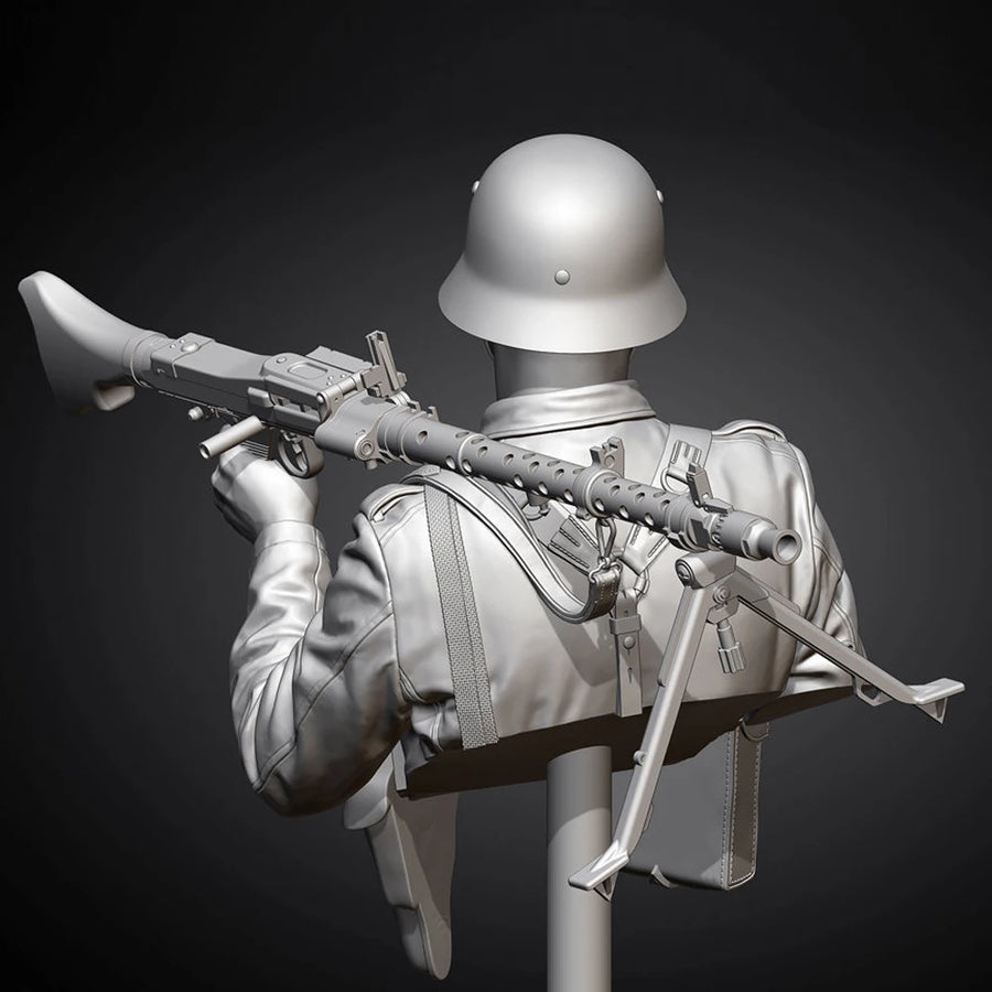 WWII German MG34 Gunner 1/10 Resin Figure Bust - 1/10 resin model view 5