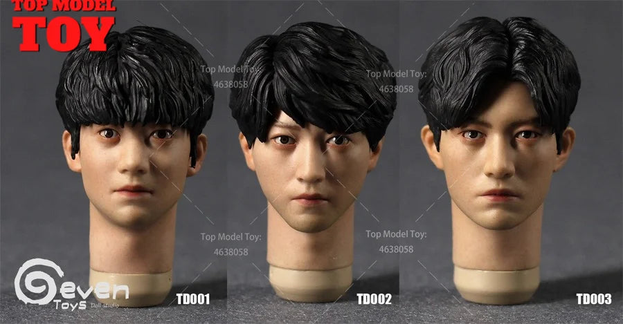Asian Male Head Sculpt with Movable Eyes 1/6 Resin Figure Kit - 1/6 resin model view 6