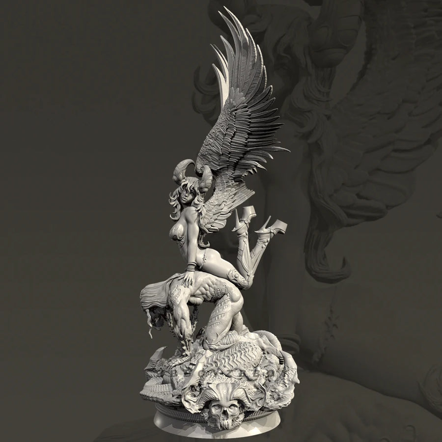 Winged Fantasy Maiden with Dragon - 80mm Resin Figure Kit - 80mm resin model view 4