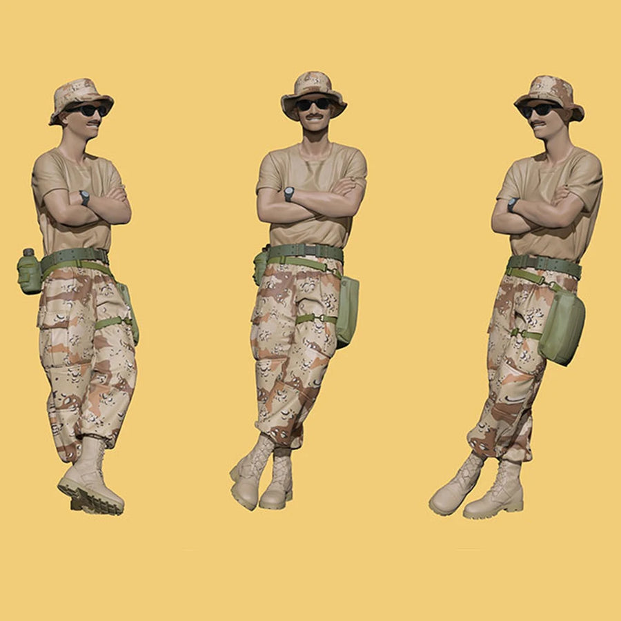 Modern US Army Desert Camouflage Soldier with Boonie Hat 1/35 Resin Figure Kit - resin model view 2