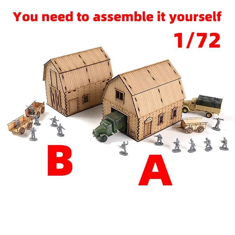 Farm Warehouse & Granary Barn Diorama Set 1:72 Resin Model Kit - 1/72 resin model view 5