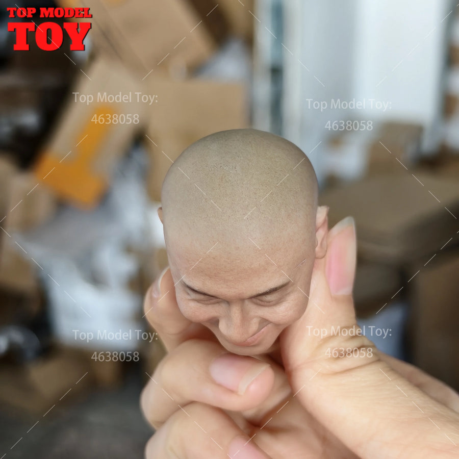 Asian Male Bald Head Sculpt 1/6 Scale Resin Figure Bust - 1/6 resin model view 5