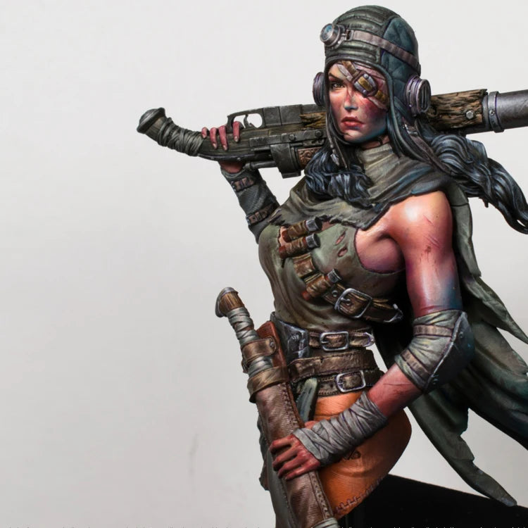 Steampunk Female Gunner with Rifle 1/9 Resin Bust - 1/9 resin model view 2