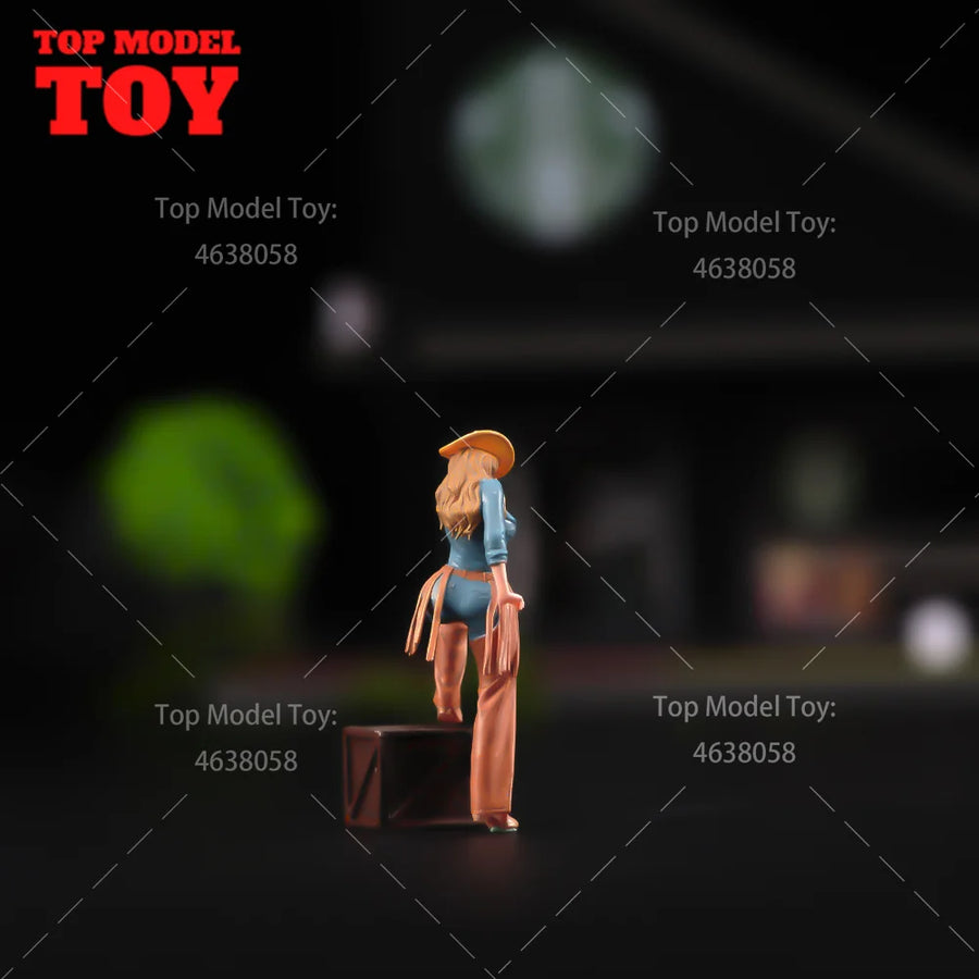 Wild West Cowgirl Pinup Figure with Denim Shirt 75mm Resin Figure Kit - resin model view 2