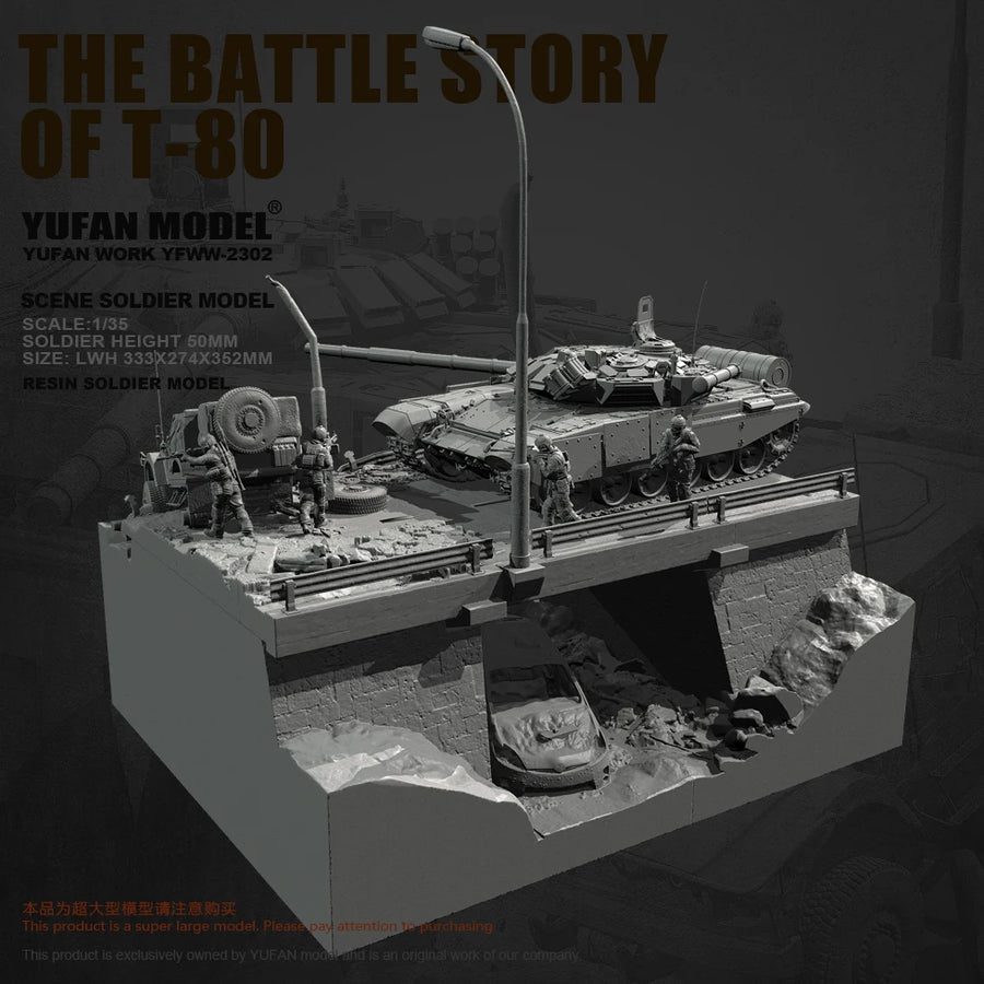 Soviet T-80 Tank Battle Diorama 1/35 Resin Model Kit - 1/35 resin model view 5