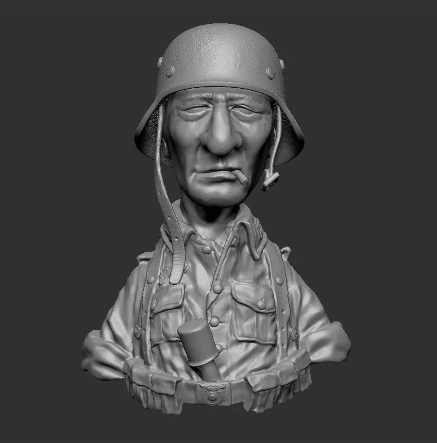WWII German Soldier 70mm Resin Bust Figure Kit - 70mm resin model view 2