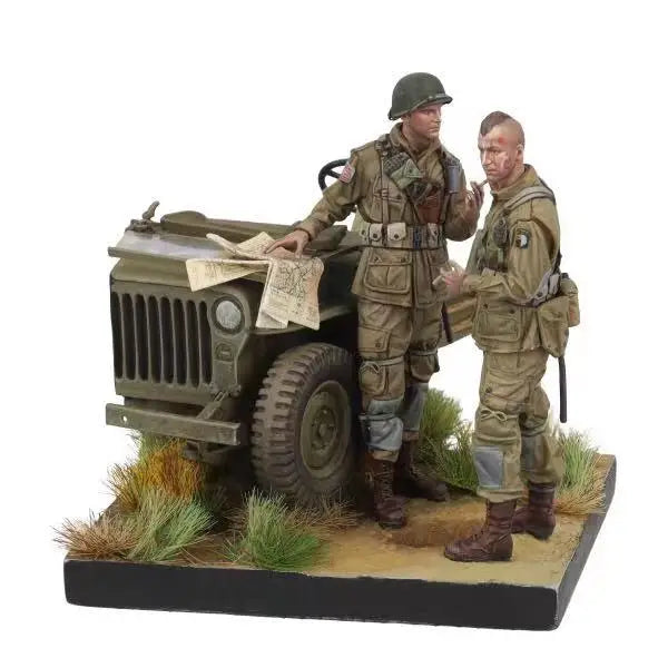 WWII US Army Soldiers with Jeep 1/35 Resin Diorama Kit - 1/35 resin model view 2