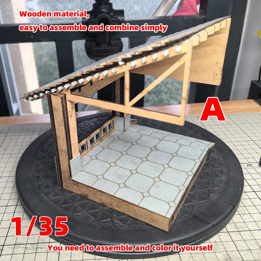 Asian Rural Pavilion with Palm Trees 1/35 Resin Diorama Kit - 1/35 resin model view 6