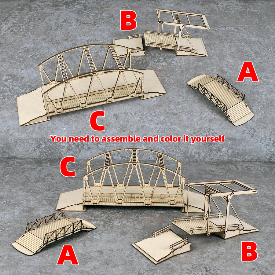 Steel Reinforced Wooden Bridge 1:72 Resin Terrain Diorama Kit - 1/72 resin model view 6