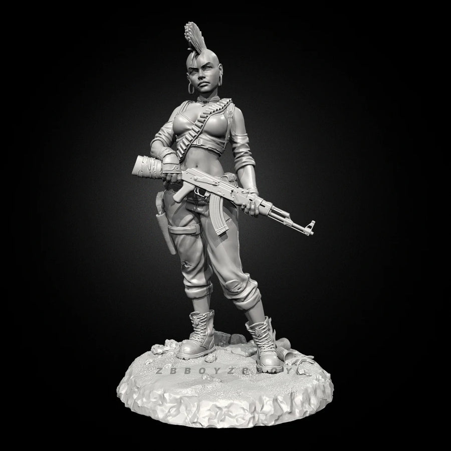 Mohawk Soldier Female Warrior 75mm Resin Figure Kit - 75mm resin model view 4