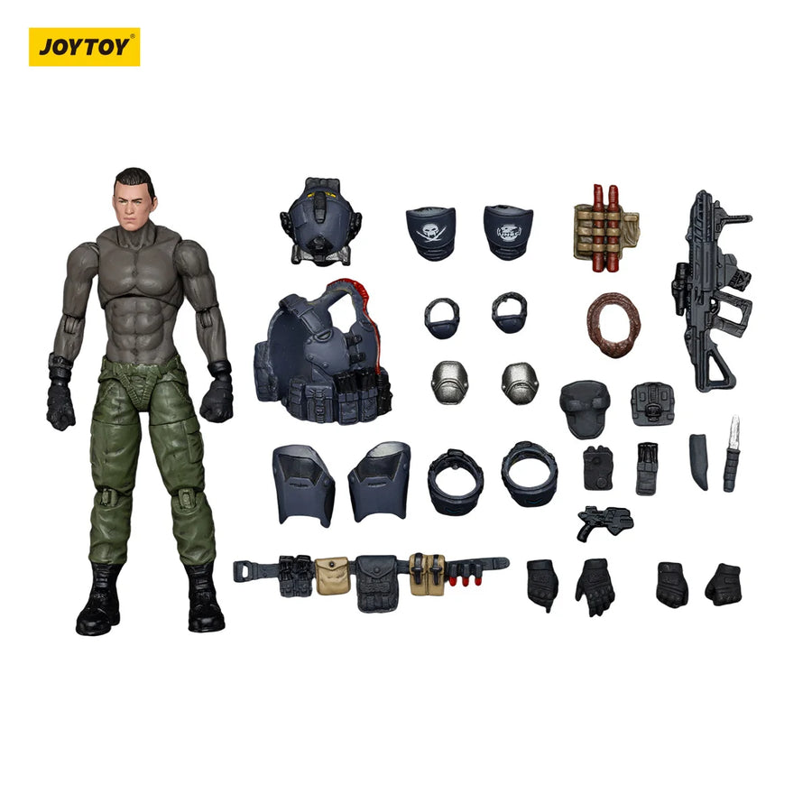 Sci-Fi Tactical Operator Yellow Exo Armor Dual Rifles 1/24 Resin Figure Kit - resin model view 5