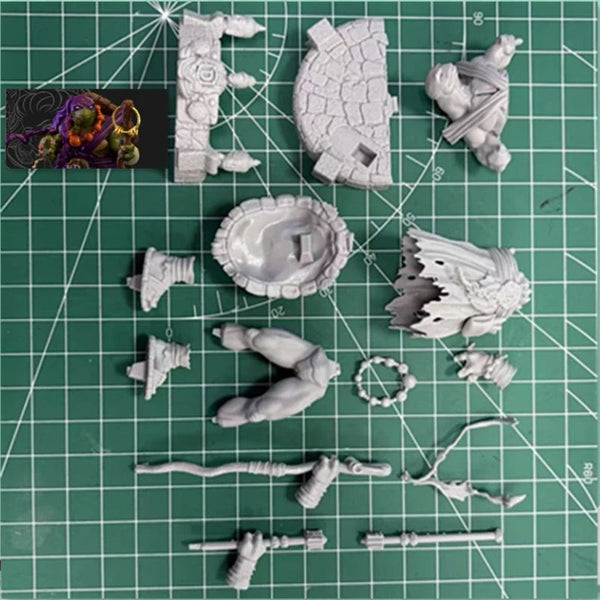 Fantasy Demon Sorceress with Horns and Staff 1/24 Resin Figure Kit