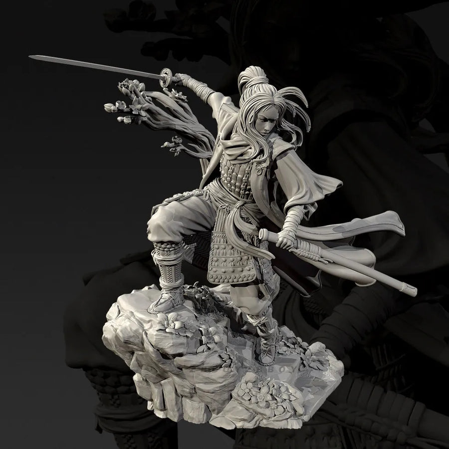 Female Samurai Warrior 55mm Resin Figure Kit - 55mm resin model view 2