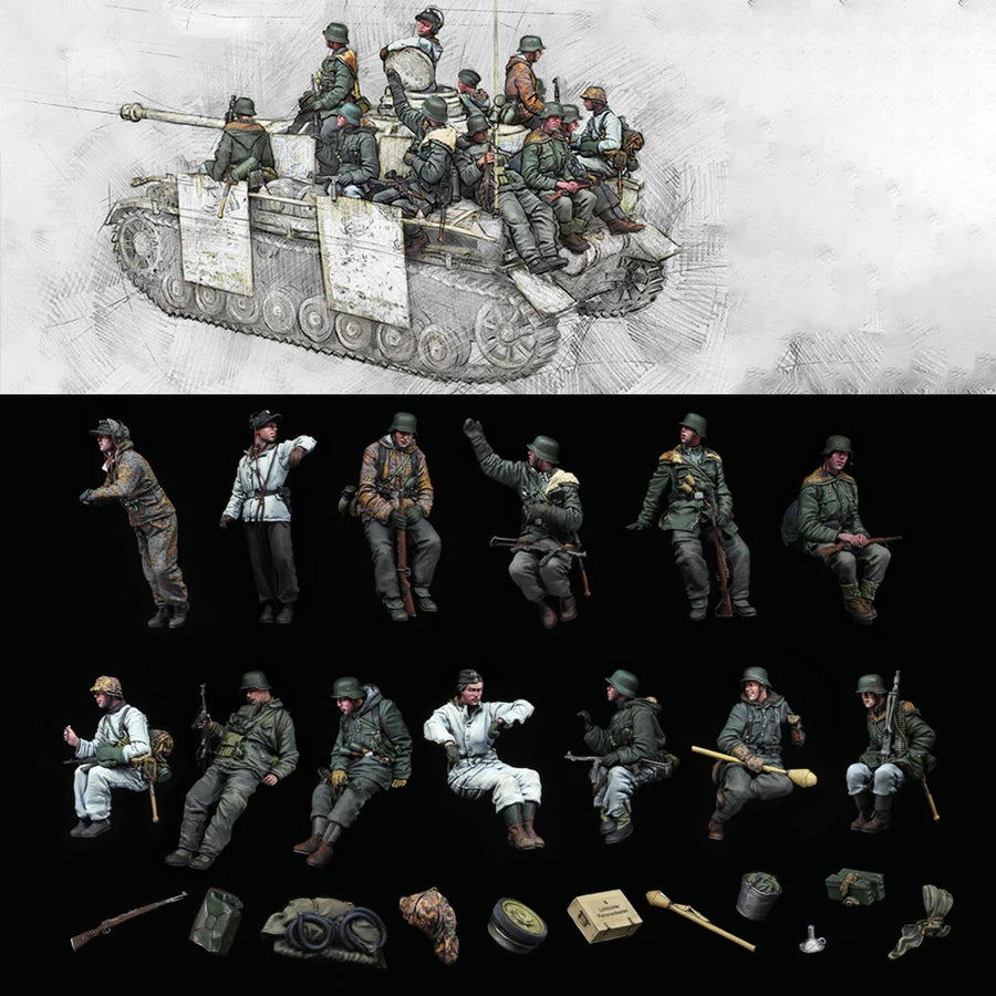 WWII Allied Soldiers 13-Figure Diorama Set 1/35 Resin Kit - 1/35 resin model view 2