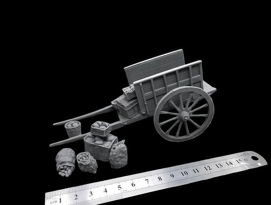 European Agricultural Cart with Cargo 1/35 Resin Diorama Kit - 1/35 resin model view 2