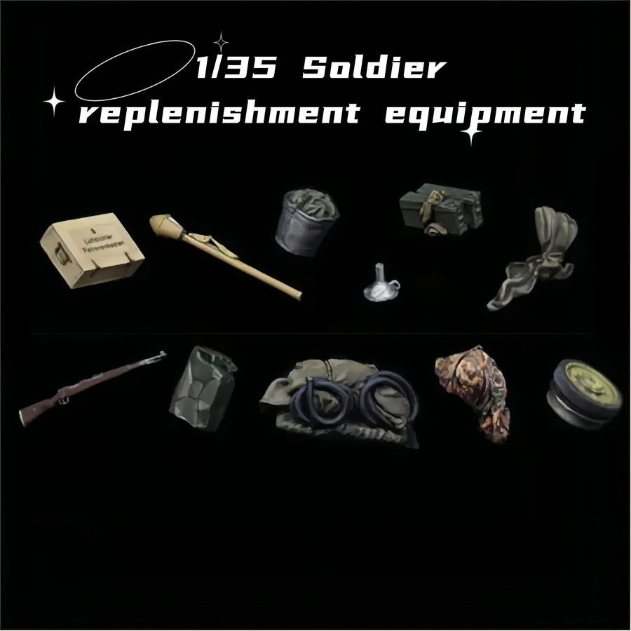 WWII Soldier Replenishment Equipment Set 1/35 Resin Model Kit - 1/35 resin model view 2