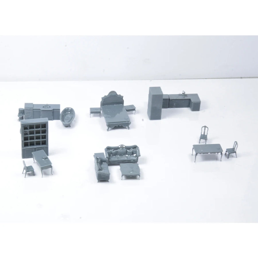 1/87 Scale Modern House Interior Furniture Set Resin Model Kit - 1/87 resin model view 4