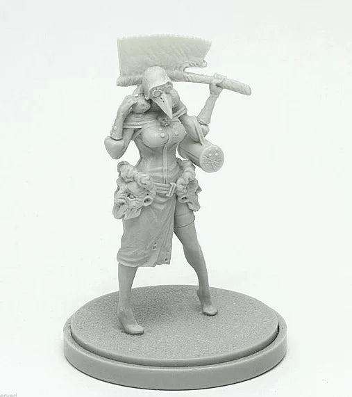 Dark Fantasy Female Plague Doctor with Cleaver 30mm Resin Figure Kit - resin model view 4