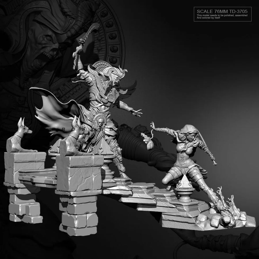 Fantasy Warriors Male & Female Busts with Axes 75mm Resin Kit - resin model view 4